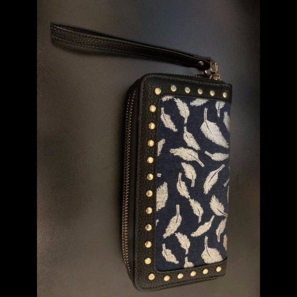 Navy Double Zipper Wallet